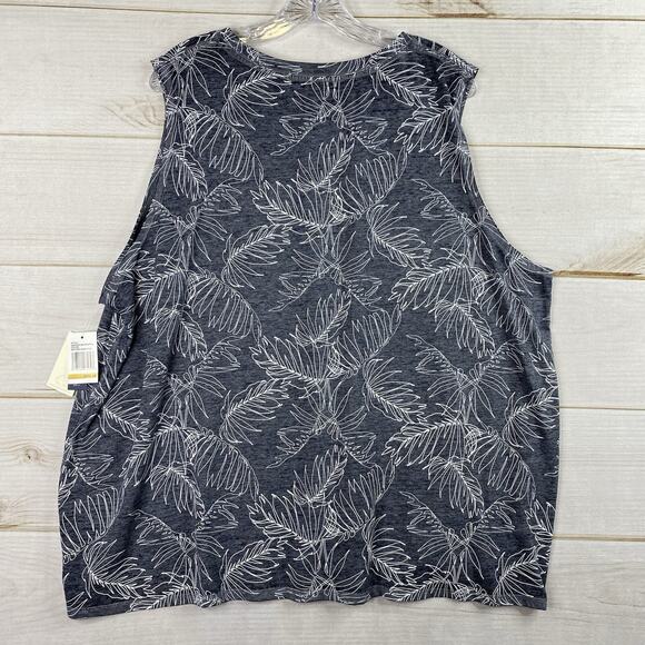 Angels Forever Young Top Womens 3X Blue Palm Floral Tank Stretch Cotton NWT - Picture 7 of 7